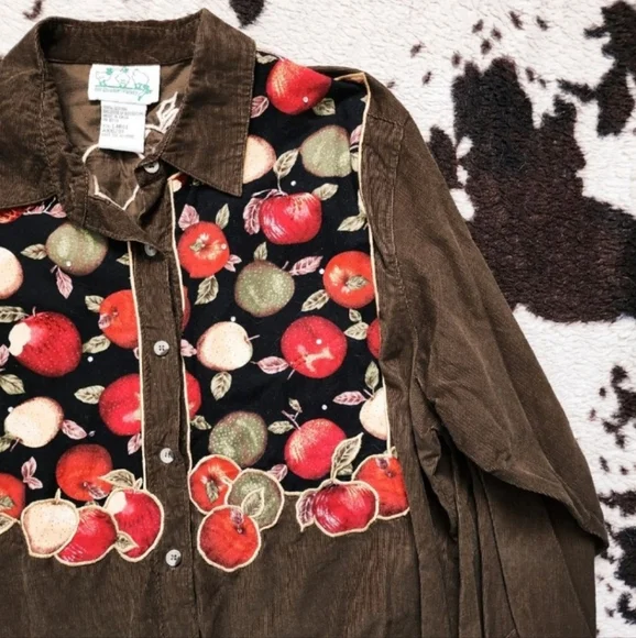 "QUACKER FACTORY " WOMEN'S 80'S/90'S CORDUROY TUNIC BUTTON UP- GREEN MOSS - Picture 3 of 5